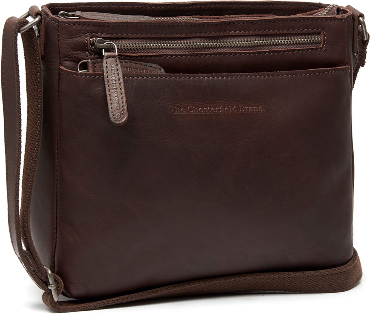 The Chesterfield Brand Leren Schoudertas Mumbai Shoulderbag Brown Bruine
