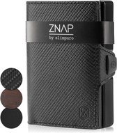 Slimpuro ZNAP Wallet Saffiano - portefeuille 12 cartes - compartiment monnaie - protection RFID 360° - carbone et cuir