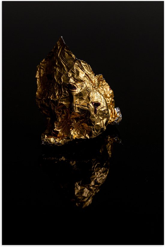 Poster Glanzend – Gouden Vlak op Zwarte Achtergrond - 50x75 cm Foto op Posterpapier met Glanzende Afwerking