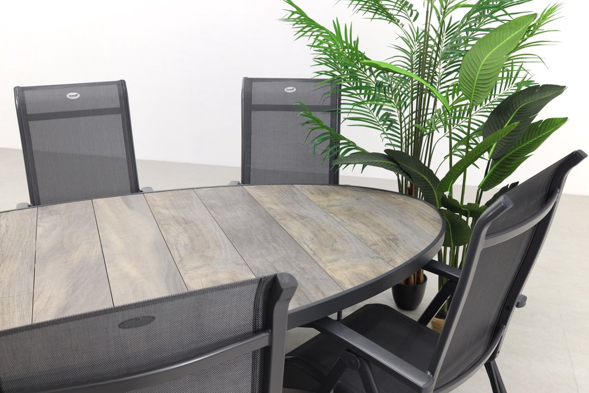 Hartman Milaan/Silva wood-look 240x115 cm oval garden dining set - 7-piece