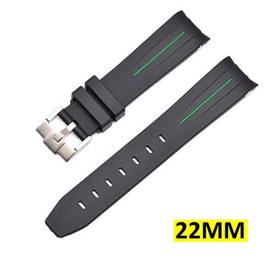 Siliconen Horlogeband - Arc Band - Sport Waterdicht - Voor Seiko Skx modellen - Seiko 5 - 22MM - Zwart Groen