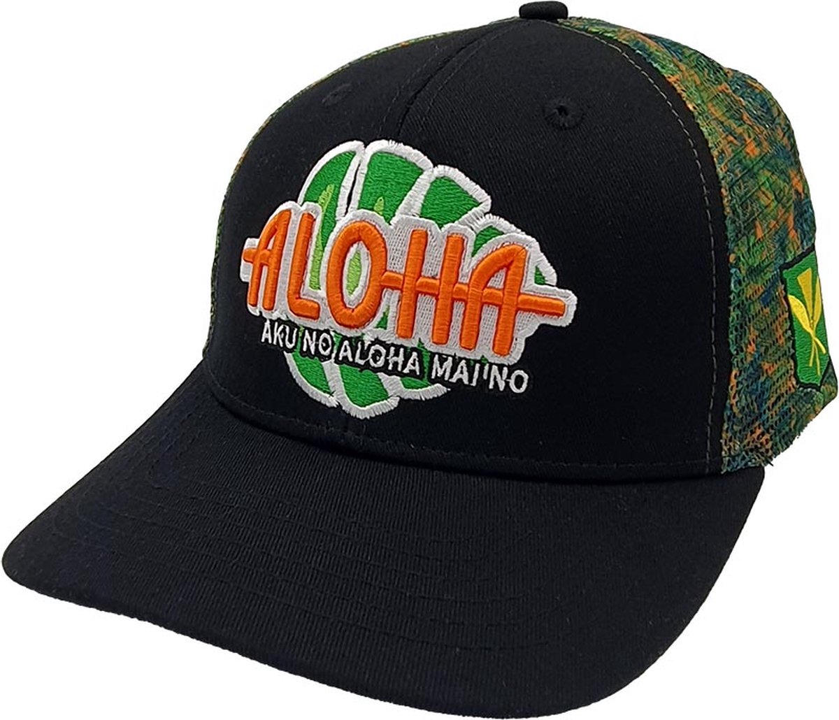 Lauren Rose - Aloha - Hawaii - Trucker Snapback Pet - Zwart - Groen - One Size - Rock Your Roots