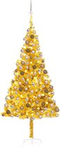 vidaXL de Noël artificiel avec LED et boules 210 cm PET Or