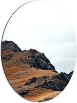 Dibond Ovaal - Bergens - Stenen - Lucht - Wolken - 51x68 cm Foto op Ovaal (Met Ophangsysteem)