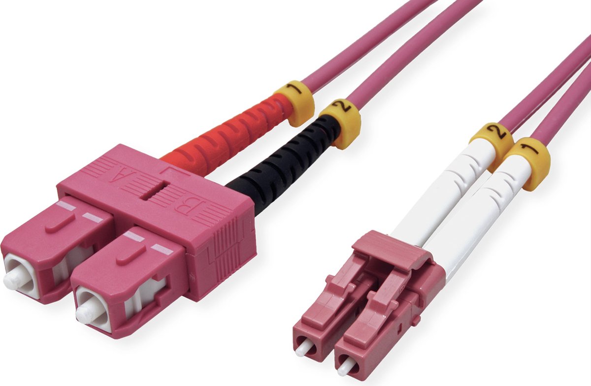 VALUE F.O. kabel 50/125µm OM4, LC/SC, violet, 0,5 m