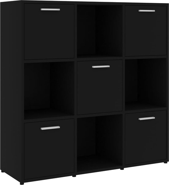 vidaXL - Boekenkast - 90x30x90 - cm - bewerkt - hout - zwart