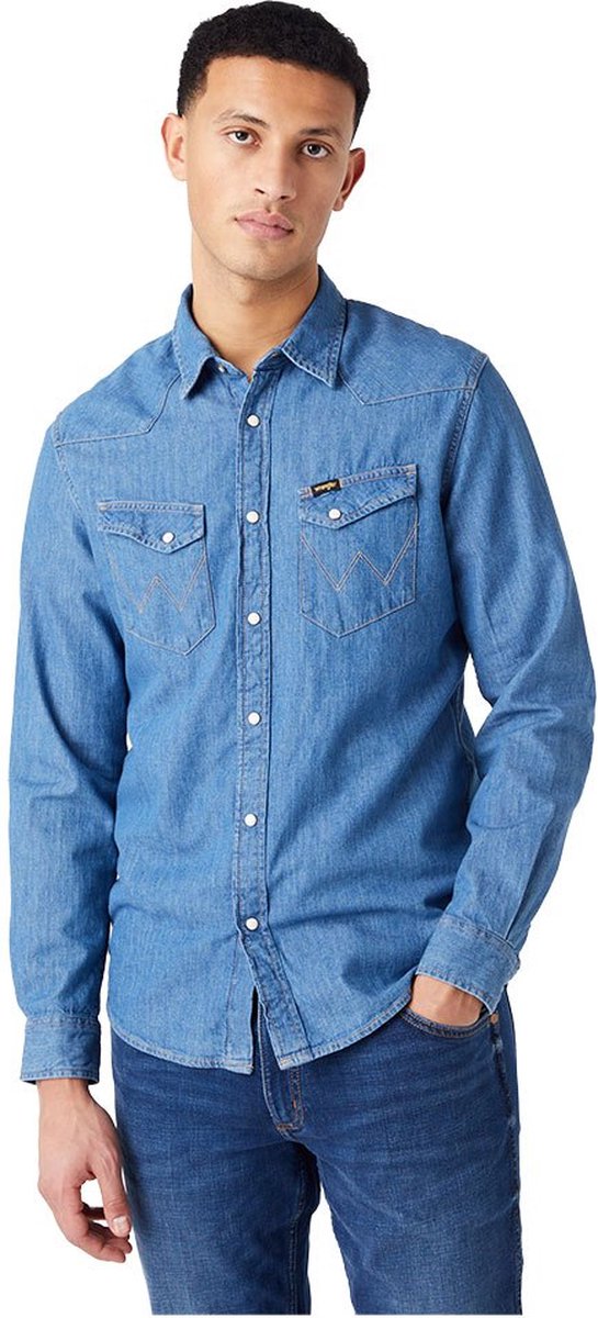 Wrangler Western Overhemd Met Lange Mouwen L Man Mid Stone