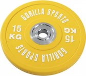 Gorilla Sports Bumper Plate - Halterschijf - 15 kg - Gripper Gietijzer (rubber coating) - 50 mm