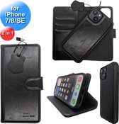 Hoesje geschikt voor de iPhone iPhone 7/8/SE (2020) - 2 in 1 telefoonhoesje - Book Case en Back Cover hoesje - Zwart
