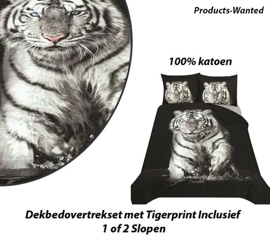 Dekbedovertrekset met Tijgerprint 140x200/220 cm Inclusief met een Sloop