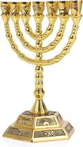 SHOP YOLO - Decoratie woonkamer - Jewish candlestick - hoogte 12,7cm - goud