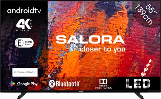 Salora 55UA550 tv 139,7 cm (55") 4K Ultra HD Smart TV Wifi Zwart 250 cd/m²