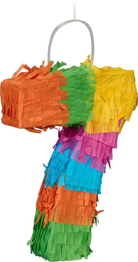 Relaxdays mini pinata numéro 7 - pinata d'anniversaire - anniversaires - sans remplissage - coloré