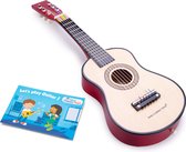 New Classic Toys Speelgoedinstrument - Houten speelgoedgitaar met draagriem - Inclusief muziekboekje