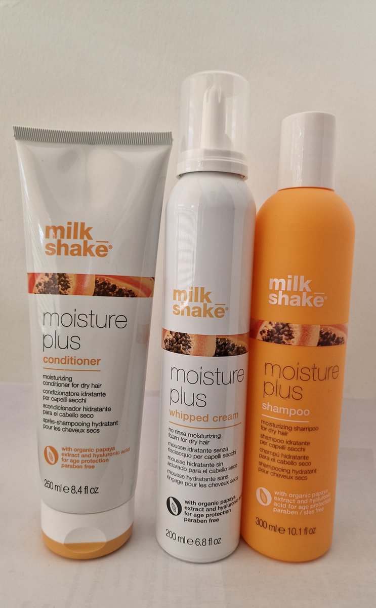 Milk Shake Moisture Plus Trio Shampoo 300ml + Conditioner 300ml + Whipped Cream 200ml