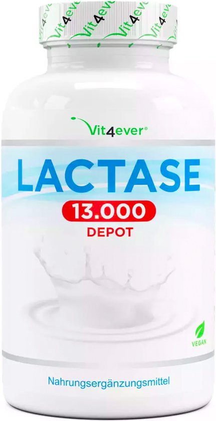 Lactase 13.000 FCC - 120 tabletten met direct effect - Hooggedoseerd met 13.000 FCC-eenheden - Voor lactose-intolerantie + melk-intolerantie - Zonder ongewenste toevoegingen - Veganistisch - Vit4ever