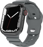 Strap-it Siliconen smartwatch bandje - geschikt voor Apple Watch series 1/2/3/4/5/6/7/8/SE/Ultra - donkergrijs - siliconen armor horlogeband voor iWatch maat 42 mm 44 mm 45 mm 49 mm - Maat: 42 - 44 - 45 - 49mm