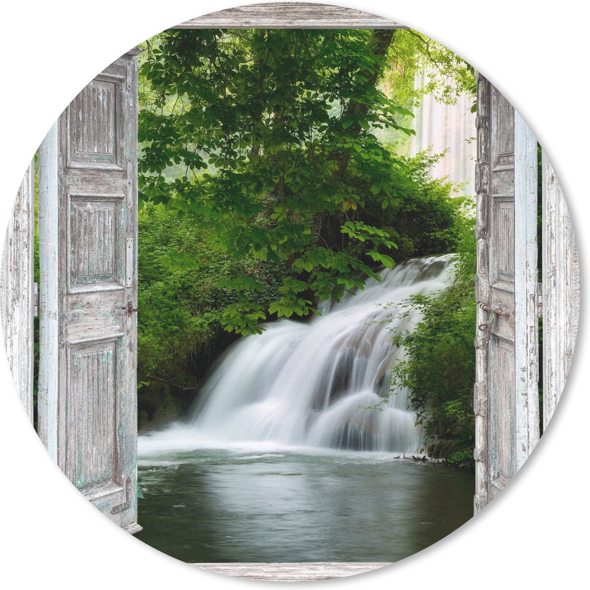 Muismat rond 20x20 cm - Mousepad Waterval - Doorkijk - Landschap - Ronde muismatten