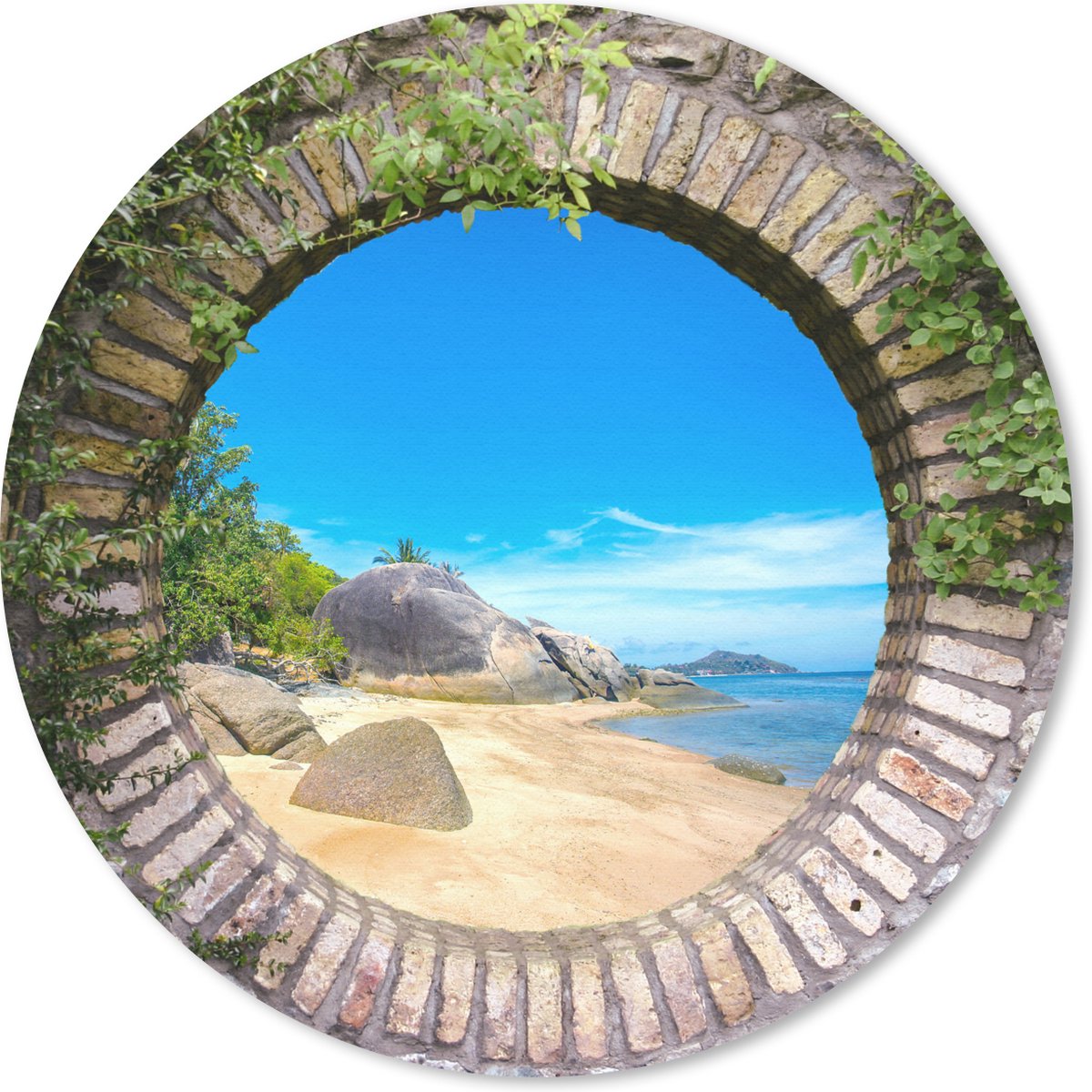 Muismat rond 20x20 cm - Mousepad Zomer - Strand - Doorkijk - Tropical - Ronde muismatten