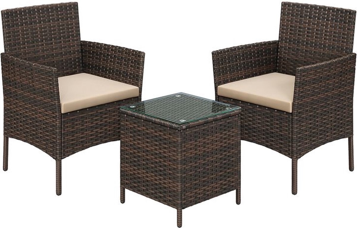 Tuinmeubelset - Tuinmeubelset 3-delig - Meubelset - Tuinmeubelset - Tuintafel En Stoelenset - Bruin-Taupe