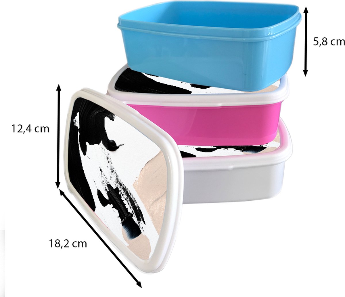 Broodtrommel Roze - Lunchbox - Brooddoos - Verf - Design - Abstract - 18x12x6 cm - Kinderen - Meisje
