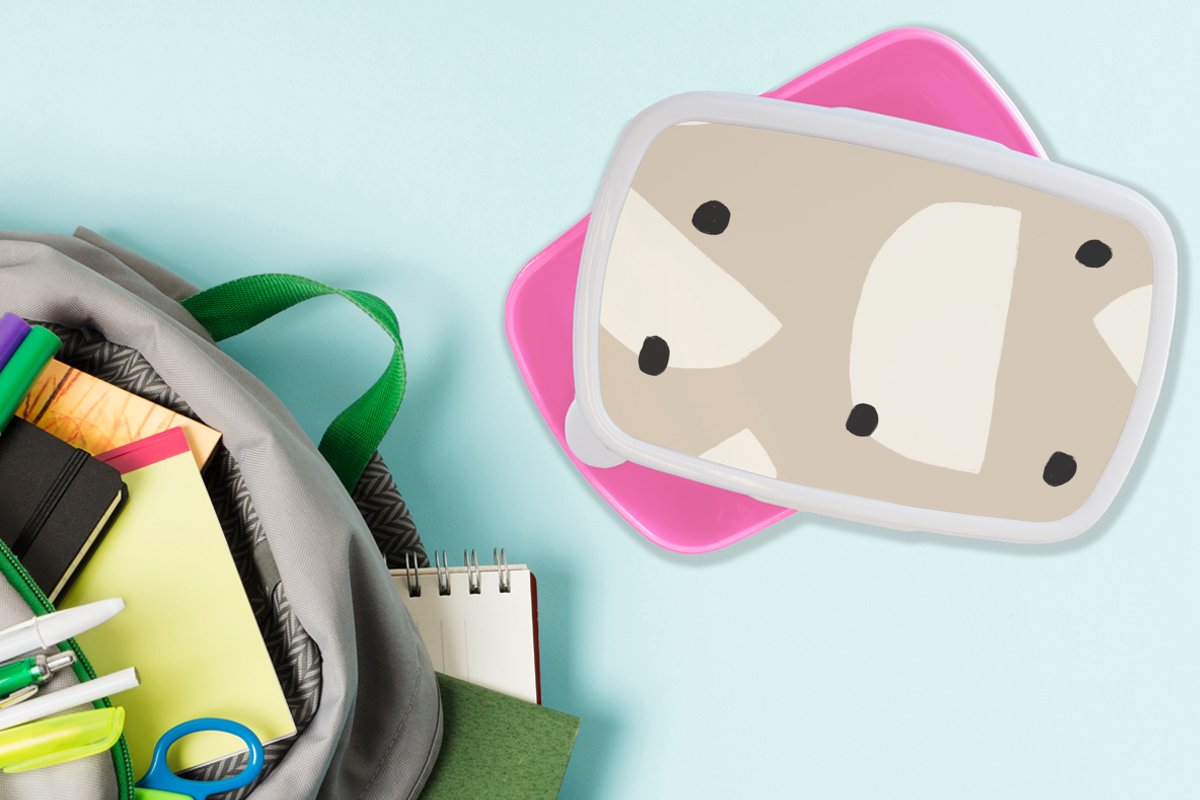 Broodtrommel Roze - Lunchbox - Brooddoos - Pastel - Abstract - Design - 18x12x6 cm - Kinderen - Meisje