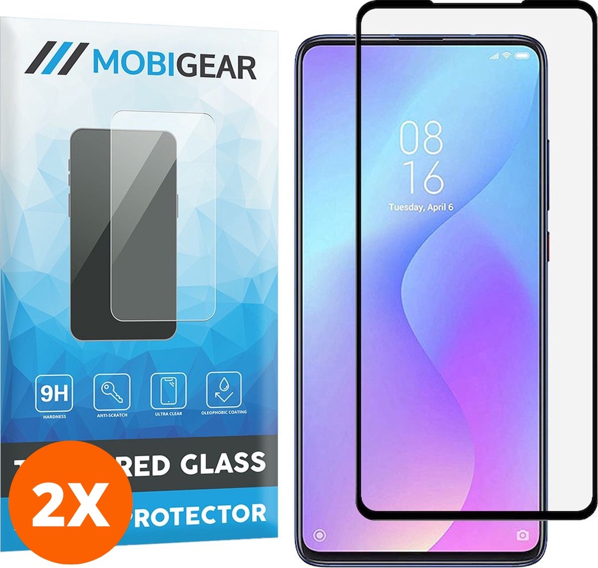 Mobigear Screenprotector geschikt voor Xiaomi Mi 9T Glazen | Mobigear Premium Screenprotector - Case Friendly - Zwart (2-Pack)