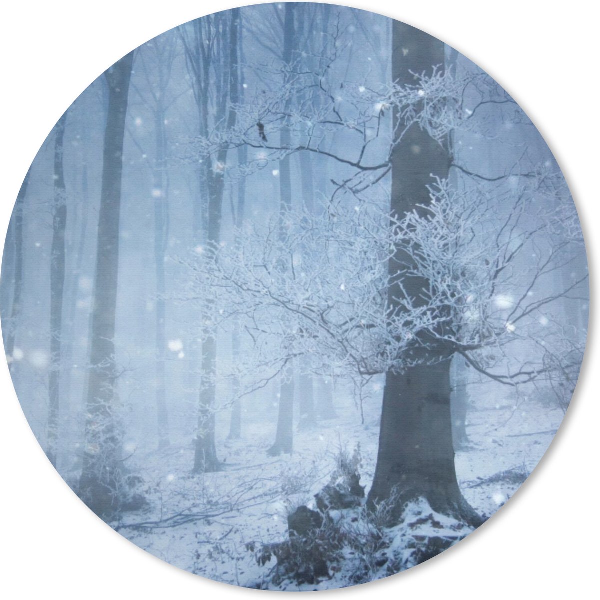 Muismat rond 20x20 cm - Mousepad Bos - Winter - Sneeuw - Ronde muismatten