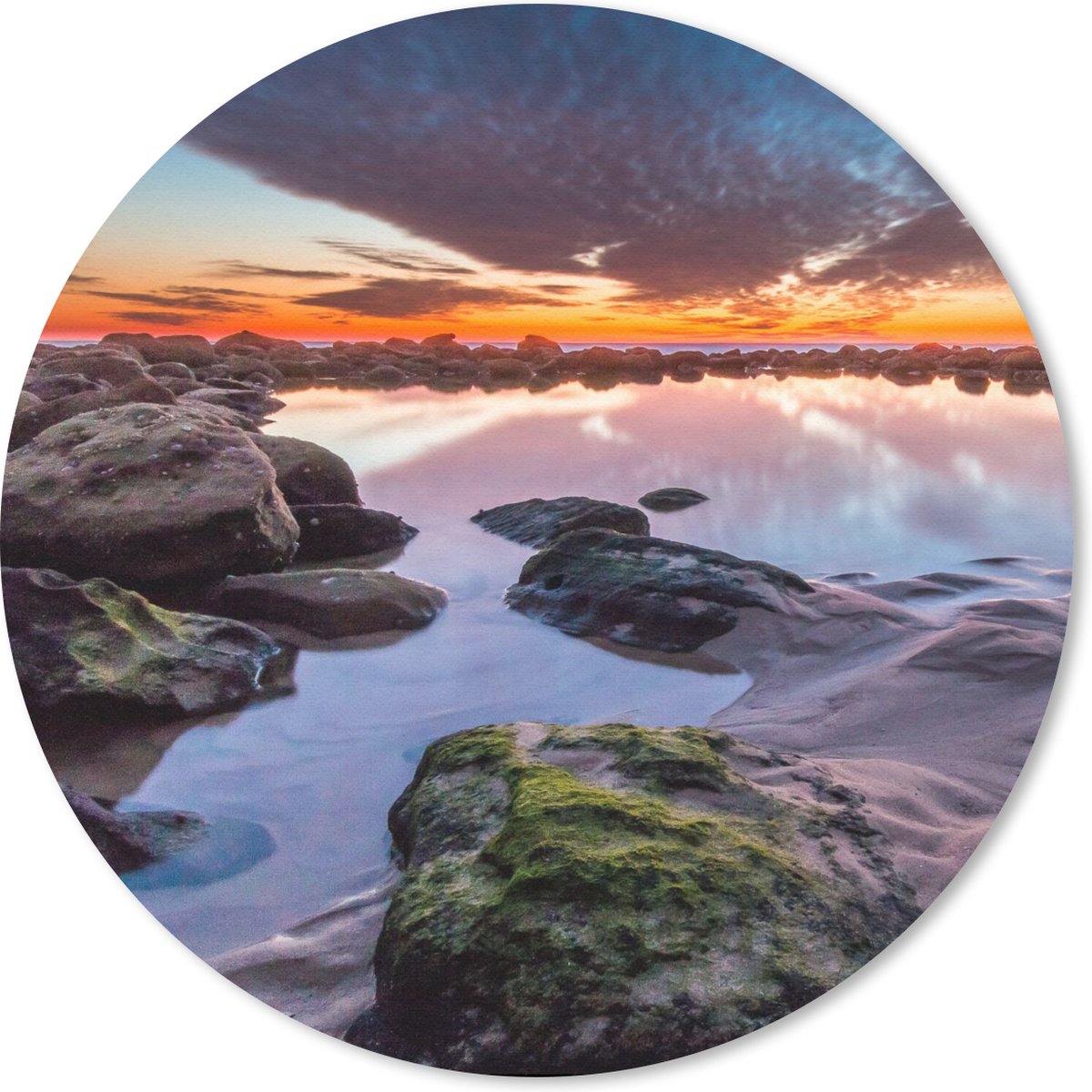 Muismat rond 20x20 cm - Mousepad Rotsen - Water - Natuur - Ronde muismatten