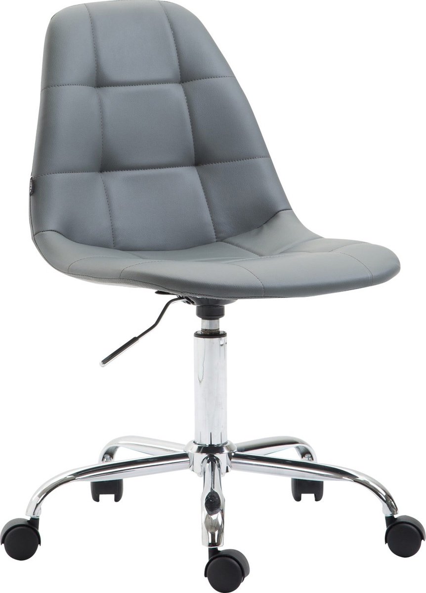 Luxe Werkkruk Ezio - Grijs - Voor volwassenen - Op wieltjes - Kunstleer - Ergonomische bureaustoel - In hoogte verstelbaar