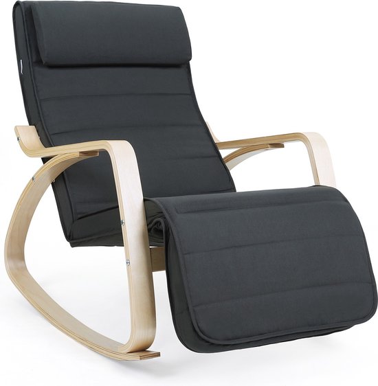 Luxe schommelstoel Sara - Zwart - Voor binnen - Loungestoel met kussen - Volwassenen - Loungestoel - Modern