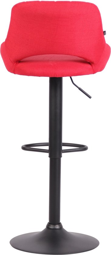Barkruk Miza Rood Zwart - Stof - 60-81cm zithoogte - Ergonomische barstoelen - In hoogte verstelbaar - Set van 1 - Met rugleuning - Voor keuken en bar