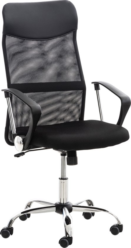 Premium Bureaustoel Lucrezia XL - netstof bekleding - Zwart - Op wielen - Ergonomische bureaustoel - Voor volwassenen - In hoogte verstelbaar