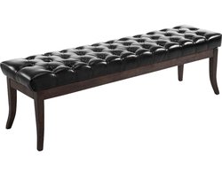Luxe Chesterfield stijl Halbank Cosmin - Kunstleer - Zwart - 150 cm - Bank - Gangbank - Eetbank