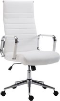 Luxe Bureaustoel Emanuela XL - Kunstleer - Wit - Op wielen - Ergonomische bureaustoel - Voor volwassenen - In hoogte verstelbaar