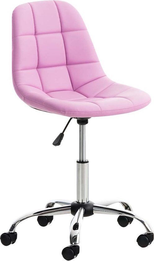 Werkkruk Rufino - Roze - Voor volwassenen - Op wieltjes - Kunstleer - Ergonomische bureaustoel - In hoogte verstelbaar