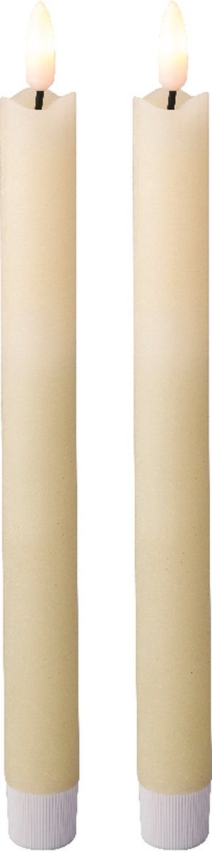 Lumineo - LED dinerkaars crème wit - 2 stuks - LED Dinerkaarsen - Flikkerende vlam - LED kaars met timer - Wax kaars - Op batterij - 24 cm - Veilig & Duurzaam