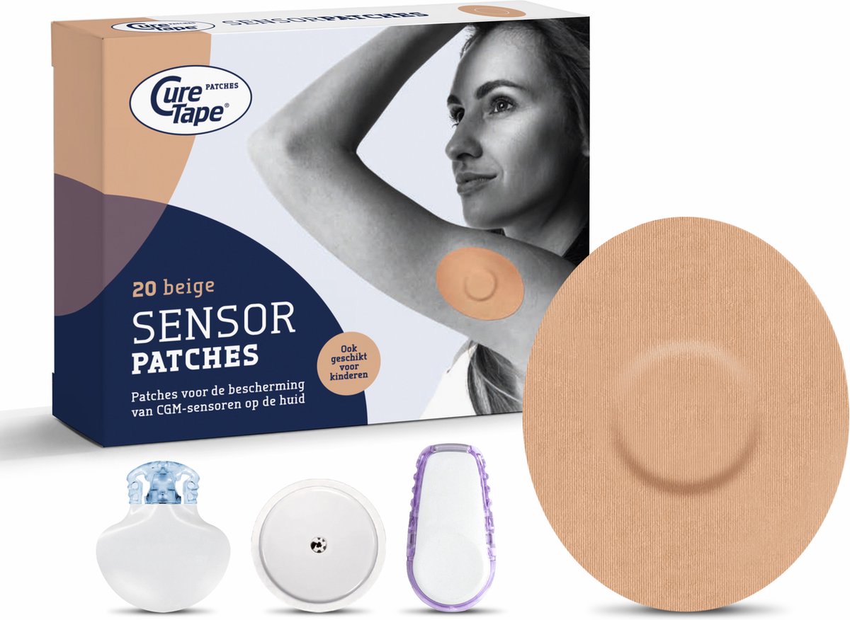 CureTape Patches MIX - Cerotti Sensoriali Ipoallergenici Per Sensori Freestyle Libre, Dexcom E Medtronic Guardian, Confezione Da 8 Pezzi Assortiti, Resistenti All'acqua