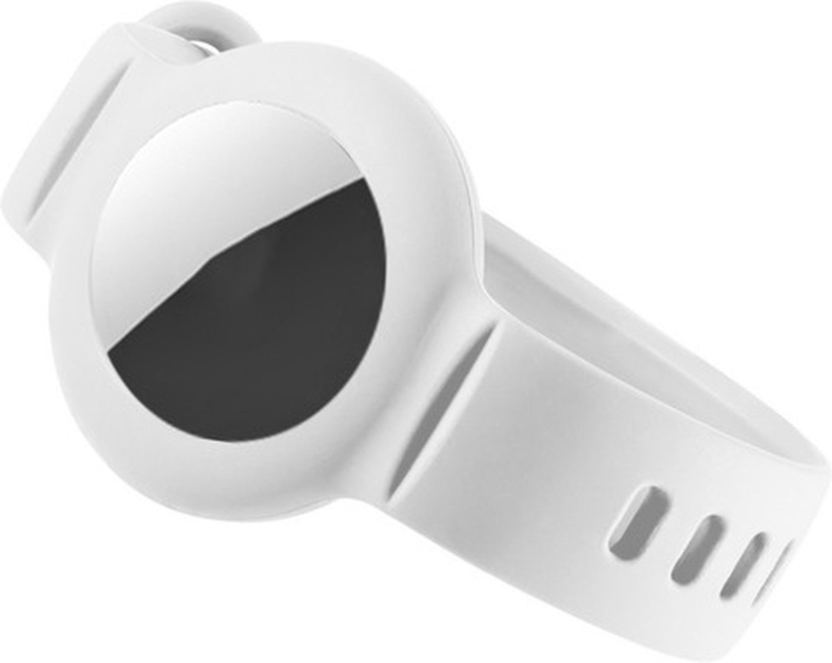 Siliconen bandje - hoesje - geschikt voor AirTag - polsbandje - wit