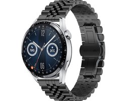Stalen bandje - RVS - geschikt voor Samsung Galaxy Watch 3 45mm / Galaxy Watch 46mm / Gear S3 Classic & Frontier en Polar Vantage M / M2 / V3 / Grit X (Pro) - zwart
