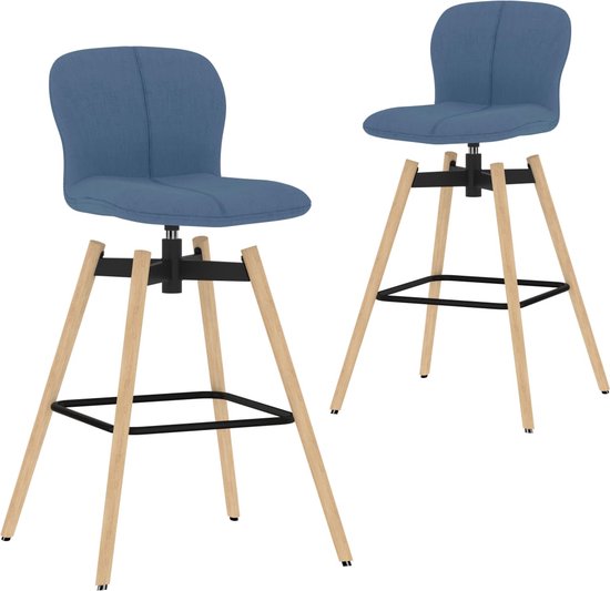 vidaXL - Eetkamerstoelen - 2 - st - draaibaar - stof - blauw