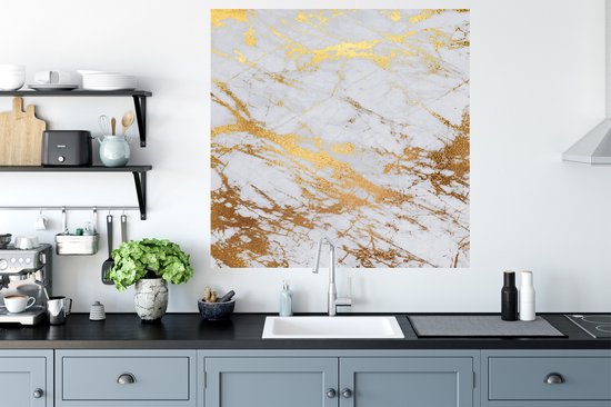 Stickers muraux - Film autocollant - Marbre - Motifs - Or - 100x100 cm - Film adhésif - Stickers muraux chambre d'enfant - Papier peint autocollant XXL - Papier peint autocollant - Film autocollant