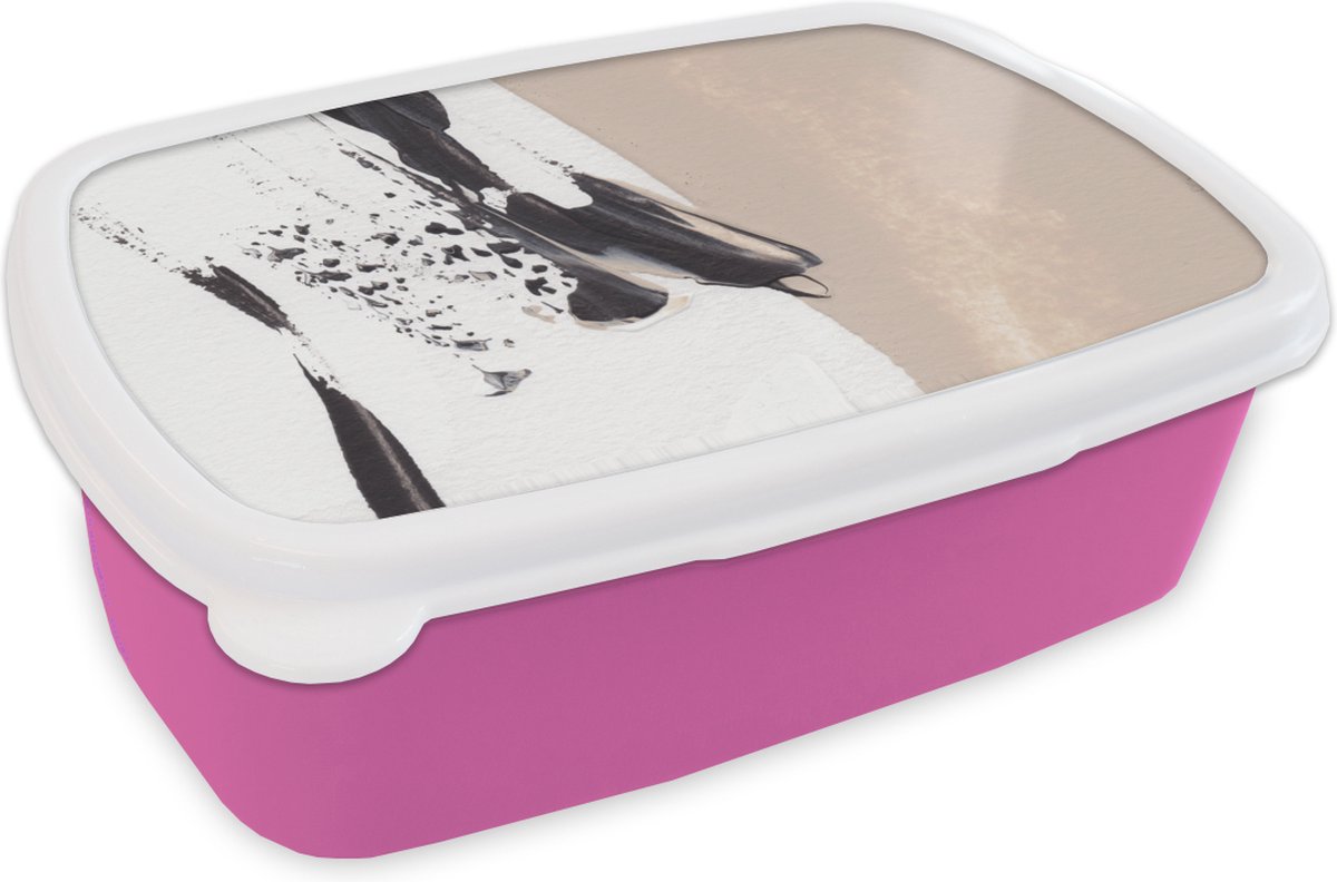 Broodtrommel Roze - Lunchbox - Brooddoos - Verf - Design - Abstract - 18x12x6 cm - Kinderen - Meisje