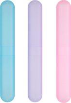 kwmobile 3x reisetui voor tandenborstel - Case van kunststof - Koker voor tandenborstels - In roze / paars / lichtblauw