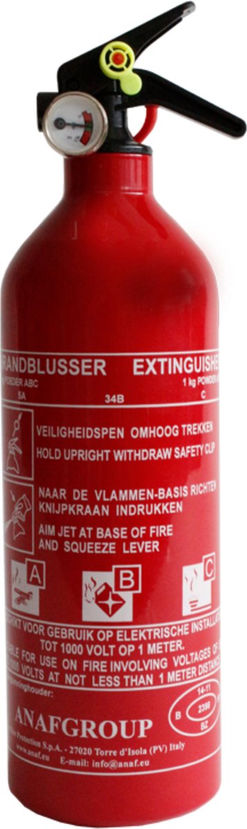 ANAF PS1-X - Brandblusser- ABC Poederblusser 1KG - Inclusief Ophangbeugel - Veilig Onderweg - Brandveiligheid