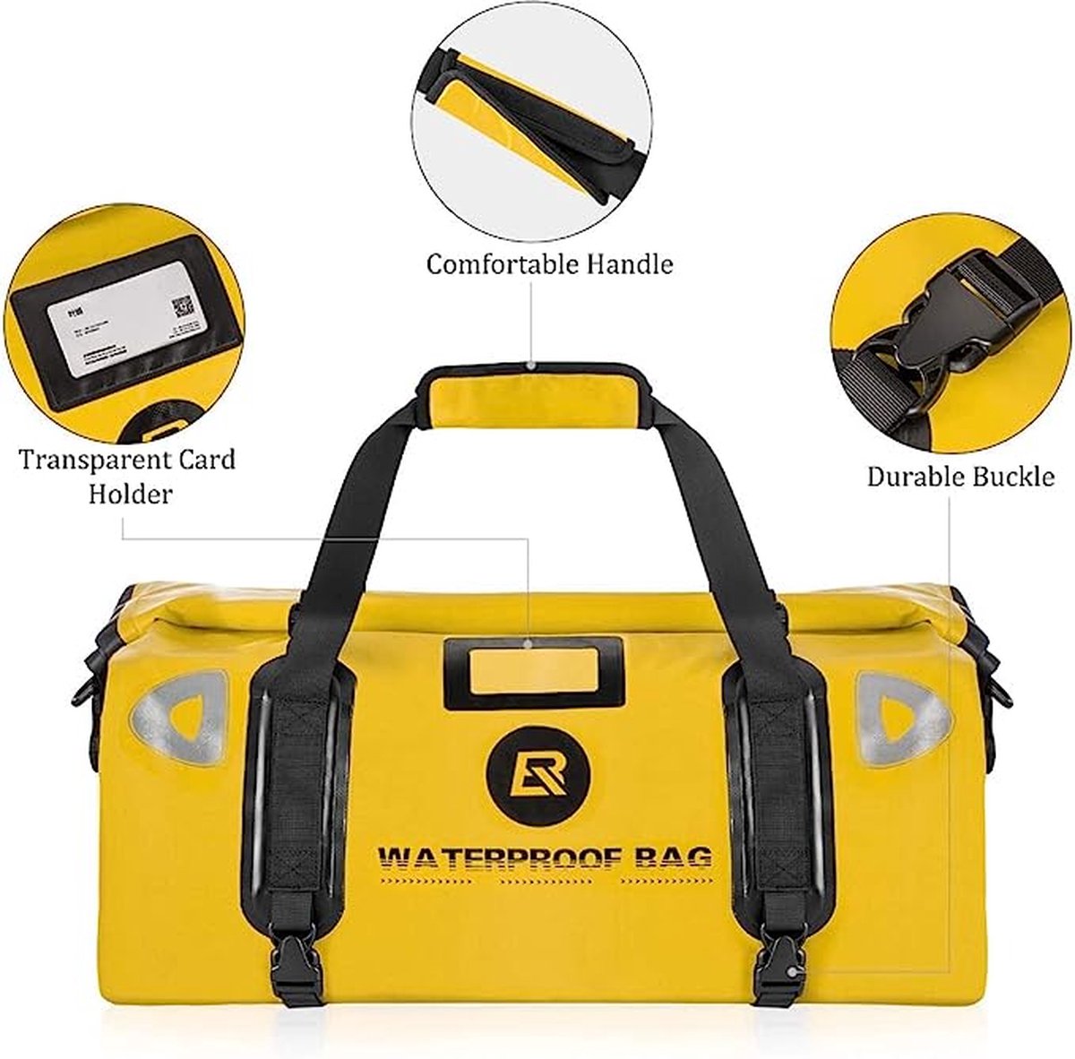 Sac à Bagages Rouleau Moto ROCKBROS - 55 Litres étanche - Couleur Jaune - Neuf Sous Emballage