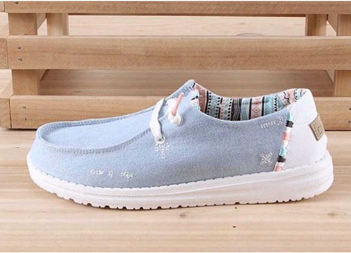 HEYDUDE Wendy Boho Instappers blauw Canvas - Dames - Maat 40