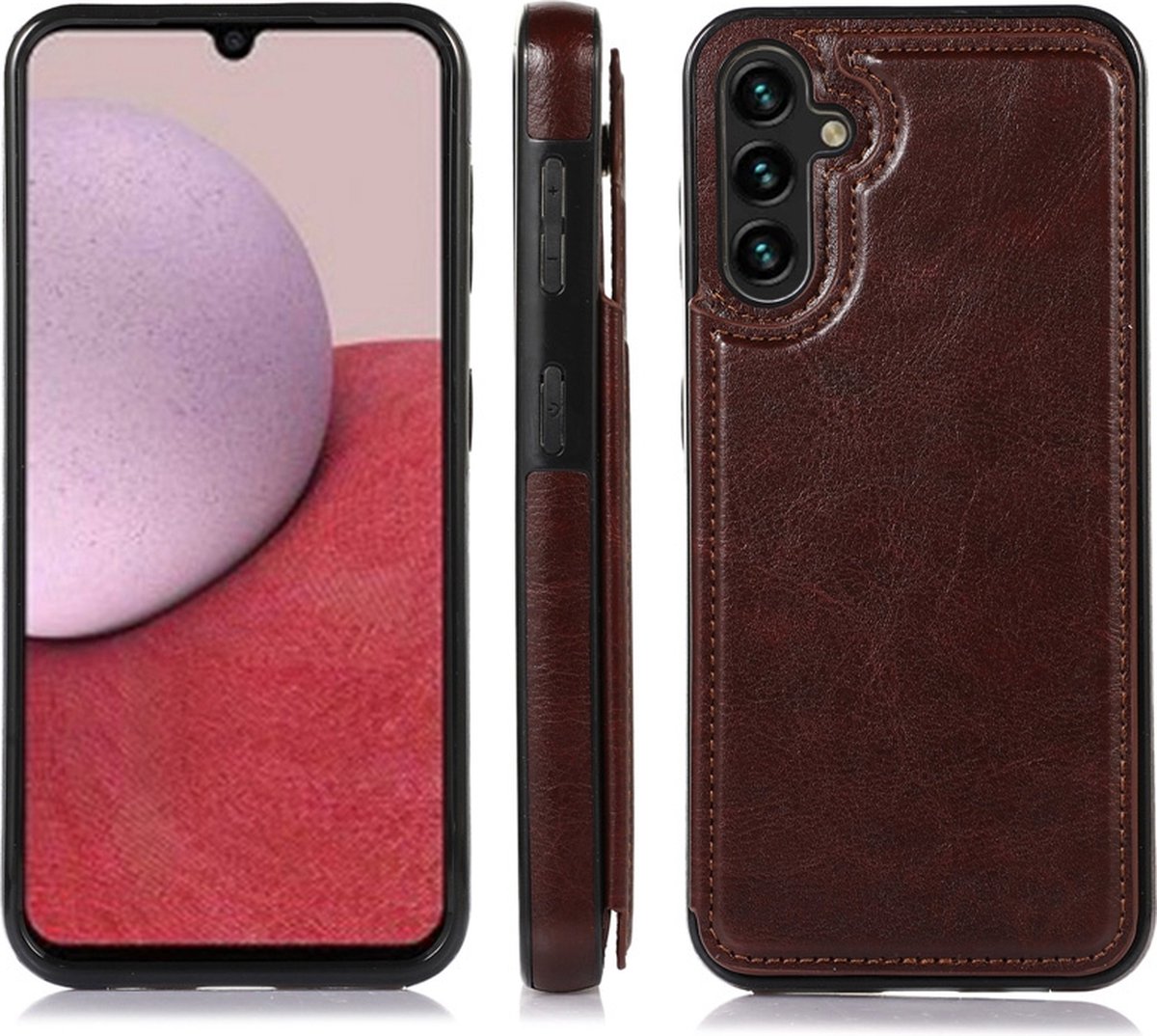 Shieldcase Wallet case geschikt voor Samsung Galaxy A14 4G / A14 5G - portemonnee hoesje met ruimte voor pasjes voor geschikt voor Samsung Galaxy A14 - bruin