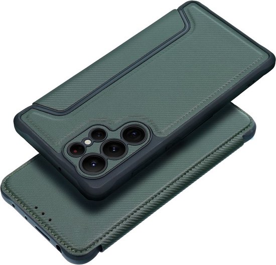 Case2go - Hoesje geschikt voor Samsung Galaxy S23 Ultra - Schokbestendige Book Case - Groen