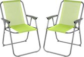 Sunnydays Picnic camping/strand stoel - 2x - aluminium - inklapbaar - groen - L53 x B55 x H75 cm